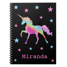 Rainbow Unicorn and Stars Notebook Anteckningsbok