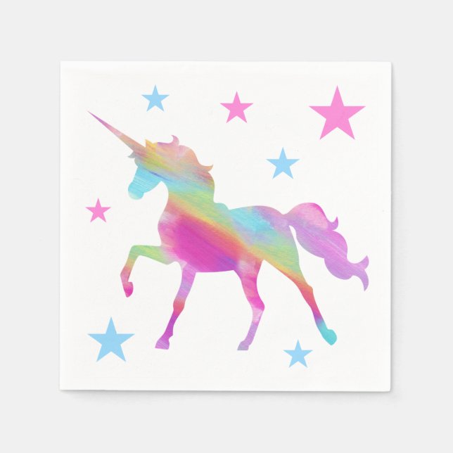 Rainbow Unicorn and Stars Pappra blöjor Pappersservett (Framsidan)