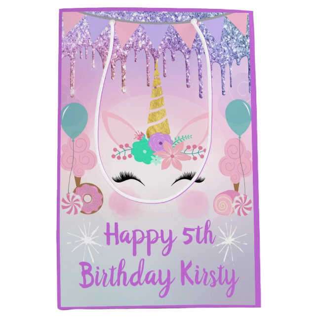 Rainbow Unicorn Ansikte & Sweets Birthday (Framsidan)