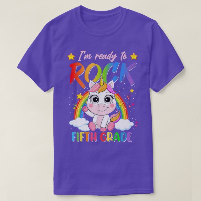 Rainbow Unicorn Back to school Redo till Sten 5 T Shirt (Design framsida)