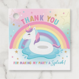Rainbow Unicorn Bassäng Födelsedagsfest Tack Gåvor Etiketter