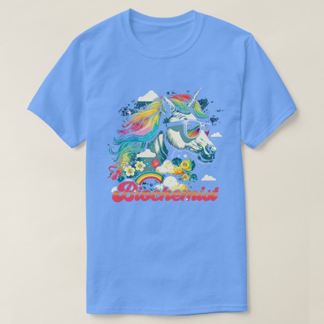 Rainbow Unicorn Biochemist T Shirt (Design framsida)