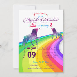 Rainbow Unicorn - Birthday bjudande Inbjudningar
