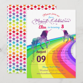 Rainbow Unicorn - Birthday bjudande Inbjudningar