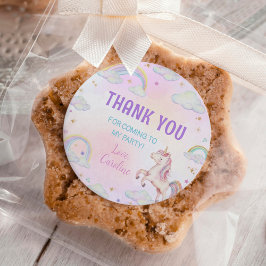 Rainbow Unicorn Birthday Classic Round Sticker Runt Klistermärke