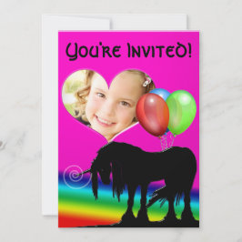 Rainbow Unicorn Birthday (fotokort) Inbjudningar