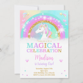 Rainbow Unicorn Birthday Inbjudan