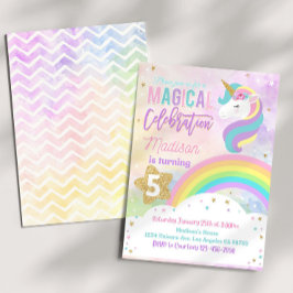 RAINBOW UNICORN Birthday-inbjudan Editable Unico Inbjudningar