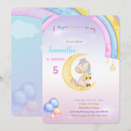 Rainbow Unicorn Birthday-inbjudan Inbjudningar