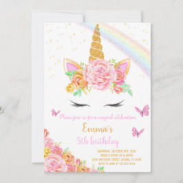 Rainbow Unicorn Birthday-inbjudan Inbjudningar