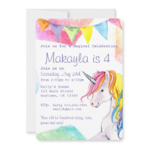 Rainbow Unicorn Birthday-inbjudan