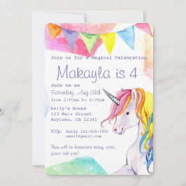 Rainbow Unicorn Birthday-inbjudan Inbjudningar