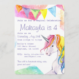 Rainbow Unicorn Birthday-inbjudan Inbjudningar