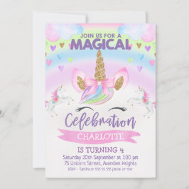Rainbow Unicorn Birthday-inbjudan Inbjudningar