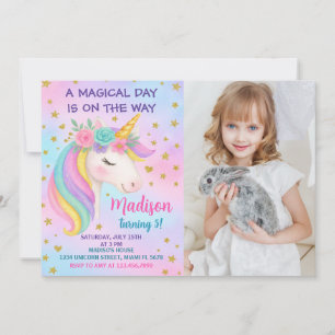 Rainbow Unicorn Birthday-inbjudan Inbjudningar