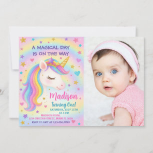 Rainbow Unicorn Birthday-inbjudan Inbjudningar