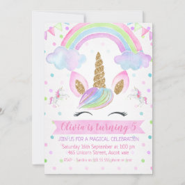 Rainbow Unicorn Birthday-inbjudan Inbjudningar
