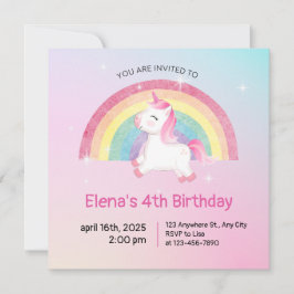 Rainbow Unicorn Birthday-inbjudan Inbjudningar