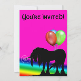 Rainbow Unicorn Birthday Inbjudningar