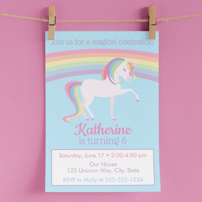 Rainbow Unicorn Birthday Inbjudningar (Skapare uppladdad)