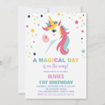 Rainbow Unicorn Birthday-inbjudningar