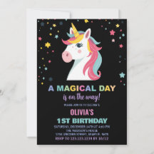 Rainbow Unicorn Birthday-inbjudningar