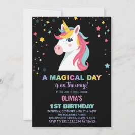 Rainbow Unicorn Birthday-inbjudningar Inbjudningar