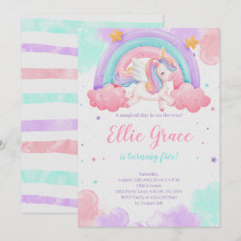 Rainbow Unicorn Birthday Magic Unicorn Inbjudningar