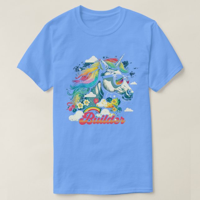 Rainbow Unicorn Builder T Shirt (Design framsida)