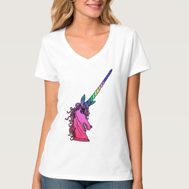 Rainbow Unicorn Cameo Emblem Graphic Tee (Framsida)