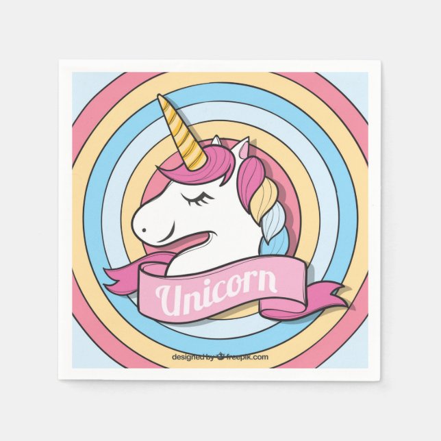 Rainbow Unicorn Circles Pappersservett (Framsidan)