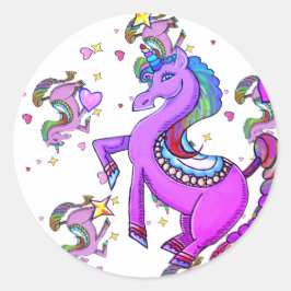 Rainbow Unicorn Classic Round Sticker Runt Klistermärke