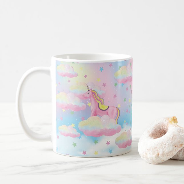 Rainbow Unicorn Cloud Mugg (Med munk)