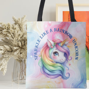 Rainbow Unicorn Colorful Design Tote Tygkasse