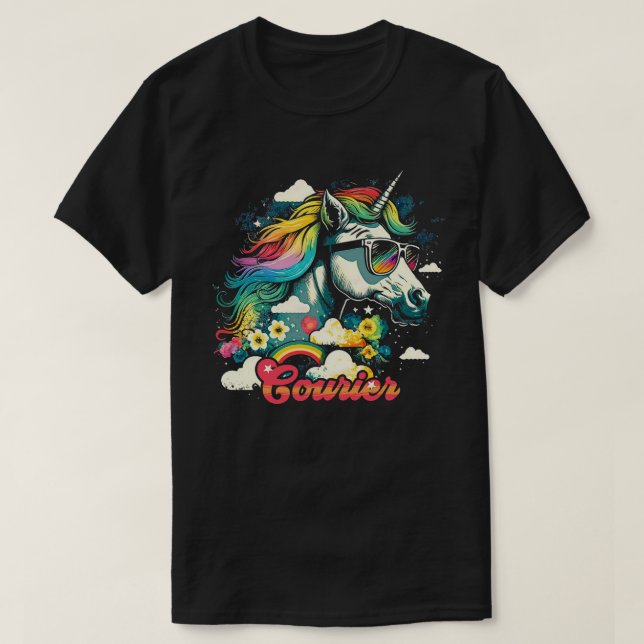 Rainbow Unicorn Courier T Shirt (Design framsida)