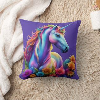 Rainbow Unicorn Cushion Purple Kudde