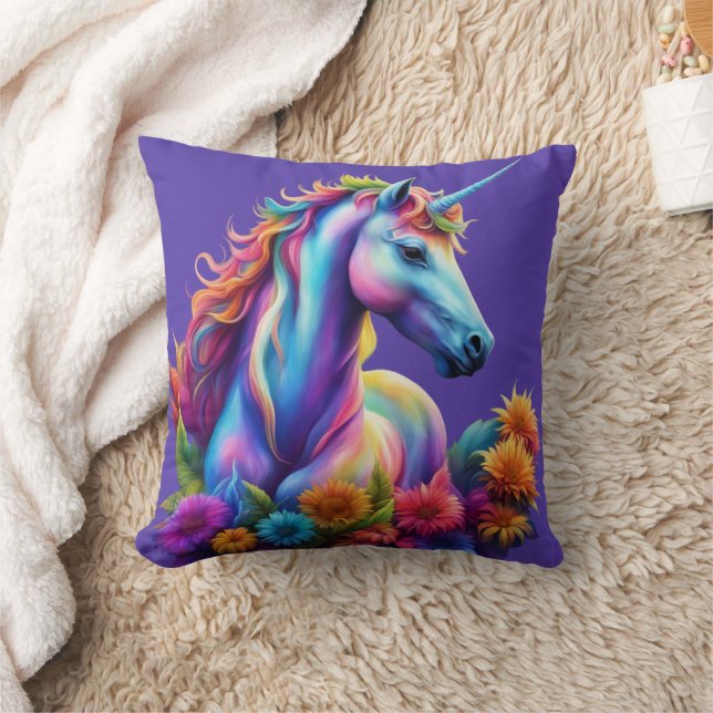 Rainbow Unicorn Cushion Purple Kudde (Filt)