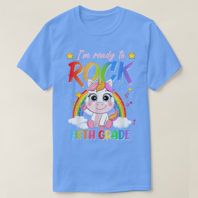 Rainbow Unicorn Cute Back to school Femte Klass Te T Shirt (Design framsida)