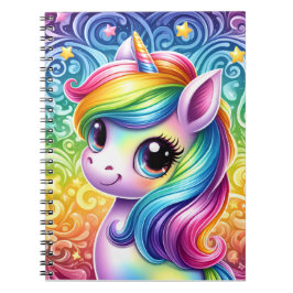 Rainbow unicorn cute fun notebook anteckningsbok