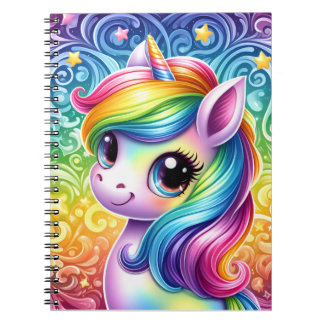 Rainbow unicorn cute fun notebook anteckningsbok