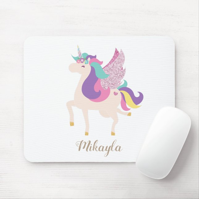 Rainbow Unicorn Cute Musmatta (Med mus)