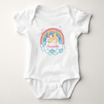 Rainbow Unicorn Cute Personlig Girls Baby Tshir