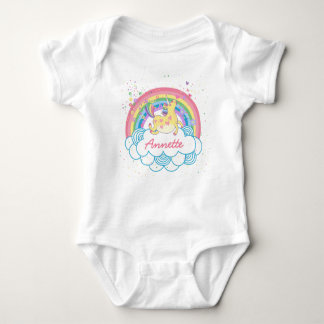 Rainbow Unicorn Cute Personlig Girls Baby Tshir Tee Shirt
