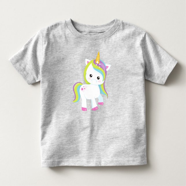 Rainbow Unicorn, Cute Unicorn, Magic Unicorn, Star T Shirt (Framsida)