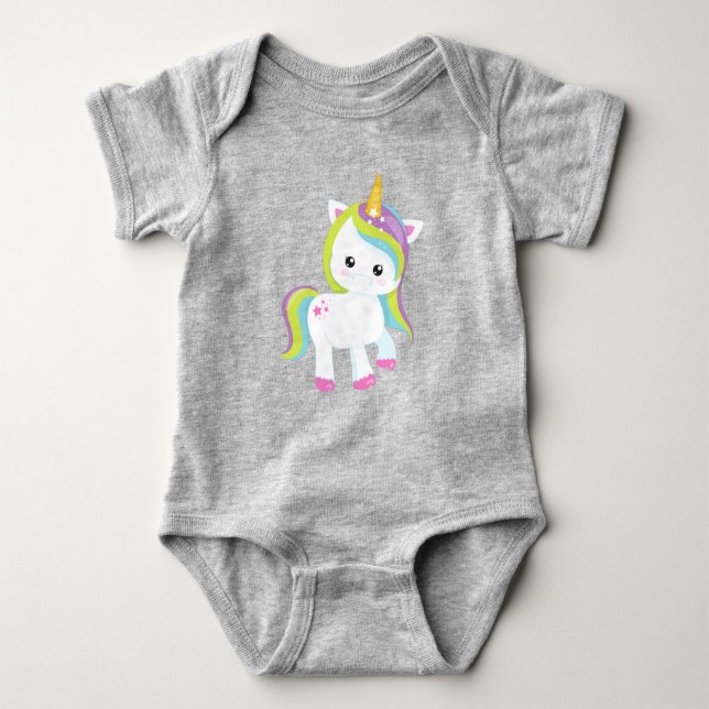 Rainbow Unicorn, Cute Unicorn, Magic Unicorn, Star T Shirt (Framsida)