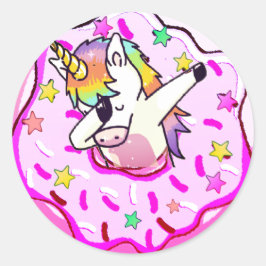 Rainbow Unicorn Dab Dance Pose Rosa Iced Donut Runt Klistermärke