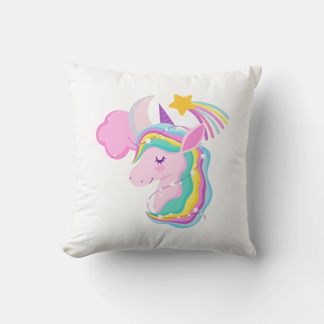 Rainbow Unicorn Dekorativ kudde (Framsida)