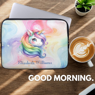 Rainbow Unicorn-design med eget namn Laptop Fodral