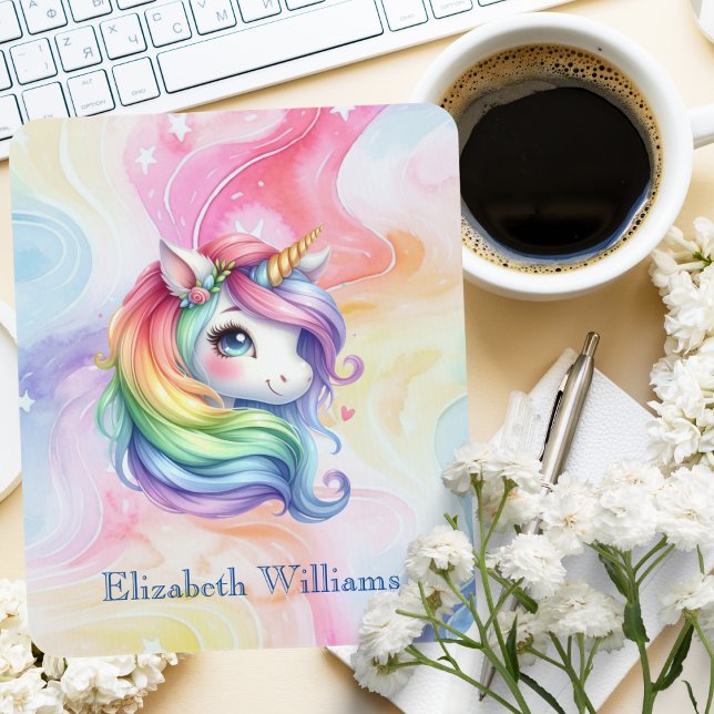 Rainbow Unicorn-design med eget namn Musmatta (Skapare uppladdad)