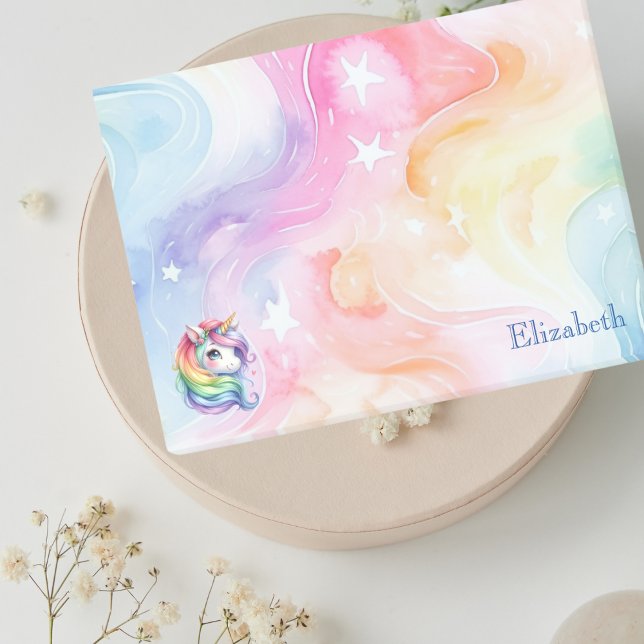 Rainbow Unicorn-design med eget namn Post-it Block (Skapare uppladdad)